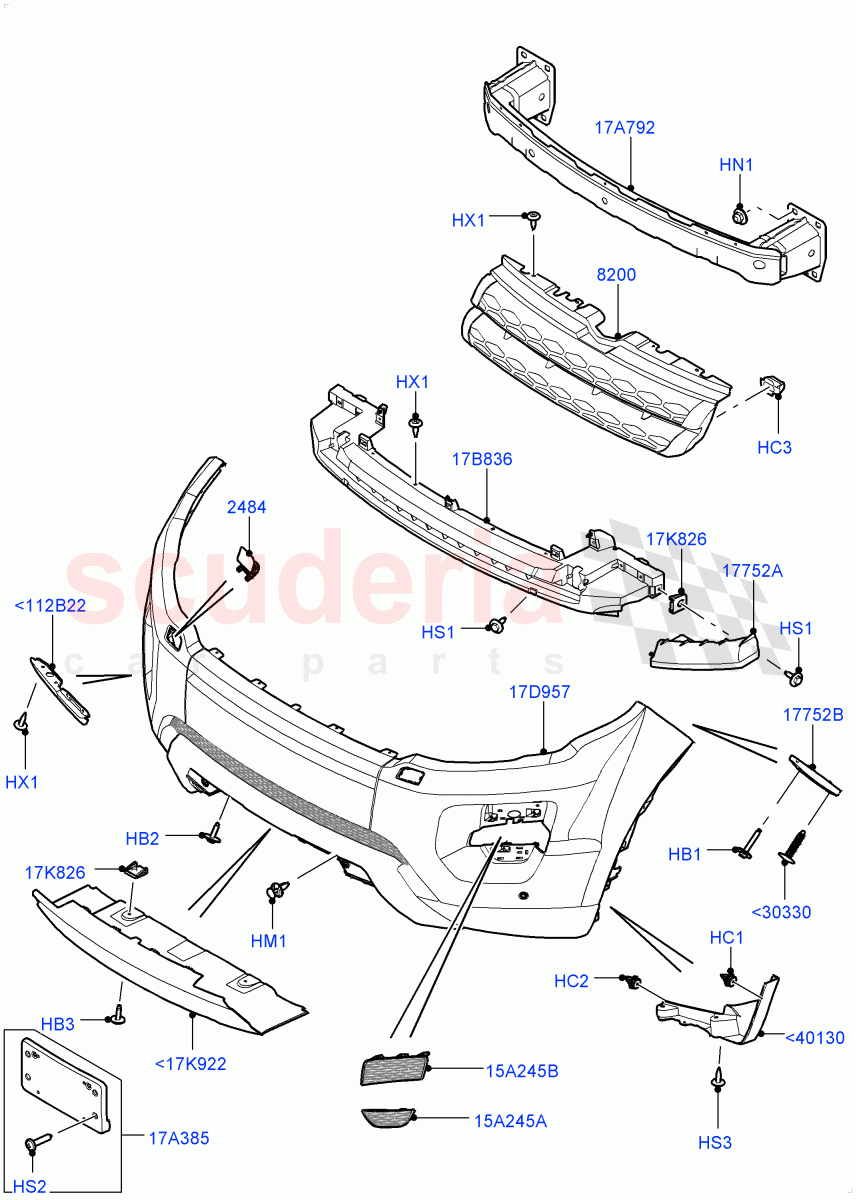 Radiator Grille And Front Bumper(Changsu (China),Sport/Dynamic)((V)FROMEG000001,(V)TOGG134737) of Land Rover Land Rover Range Rover Evoque (2012-2018) [2.0 Turbo Petrol AJ200P]