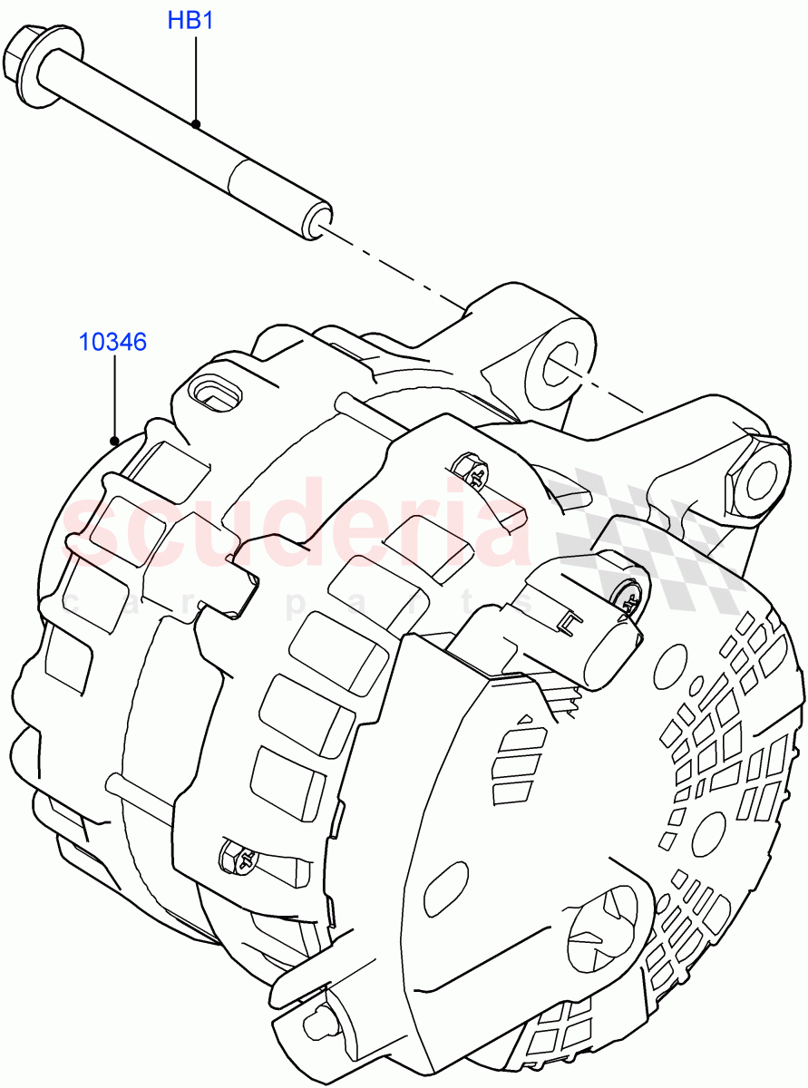 Alternator And Mountings(2.0L I4 DSL MID DOHC AJ200,Itatiaia (Brazil),2.0L I4 DSL HIGH DOHC AJ200,2.0L I4 Mid DOHC AJ200 Petrol,2.0L I4 High DOHC AJ200 Petrol)((V)FROMGT000001) of Land Rover Land Rover Range Rover Evoque (2012-2018) [2.0 Turbo Diesel]