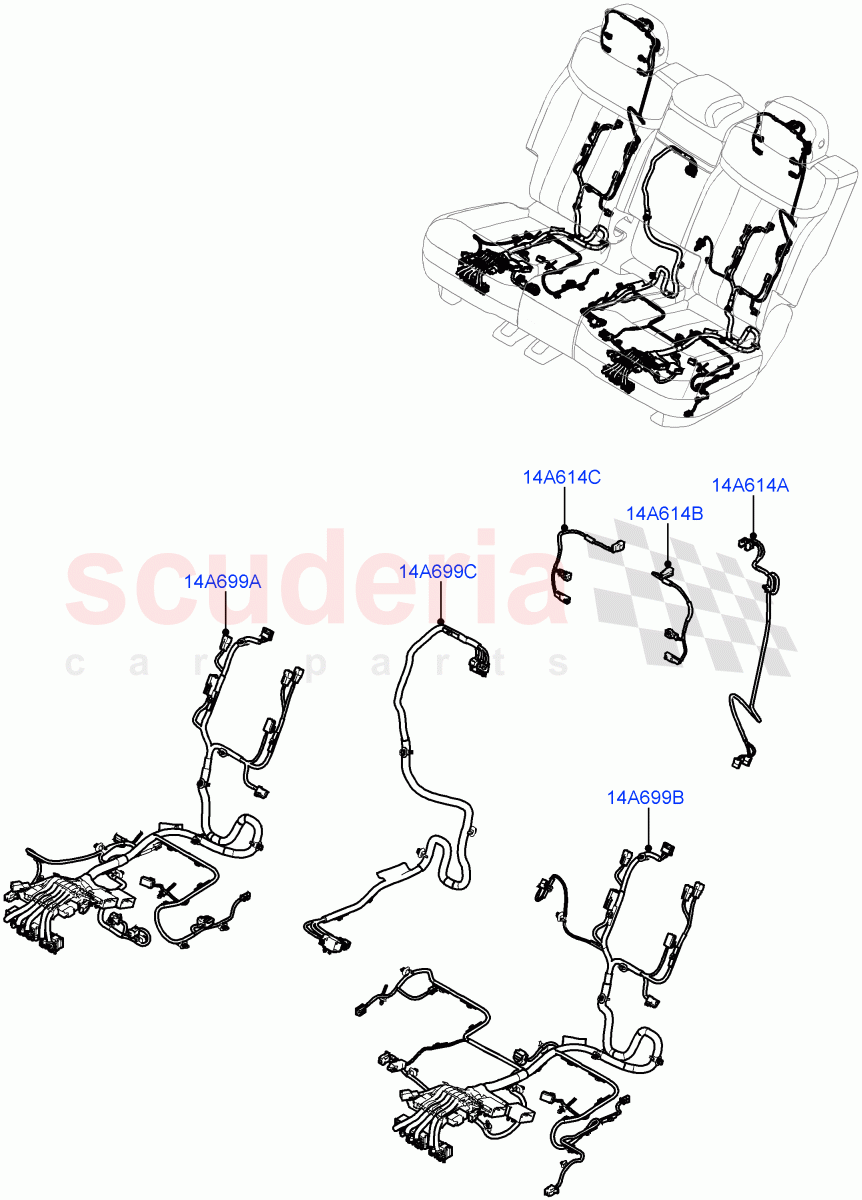 Wiring - Seats (2nd Row, 60/40 Split Bench Seat, Rear Seats) (60/40 Load Through With Slide, With 60/40 Power Fold Thru Rr Seat) of Land Rover Land Rover Range Rover (2022+) [4.4 V8 Turbo Petrol NC10]