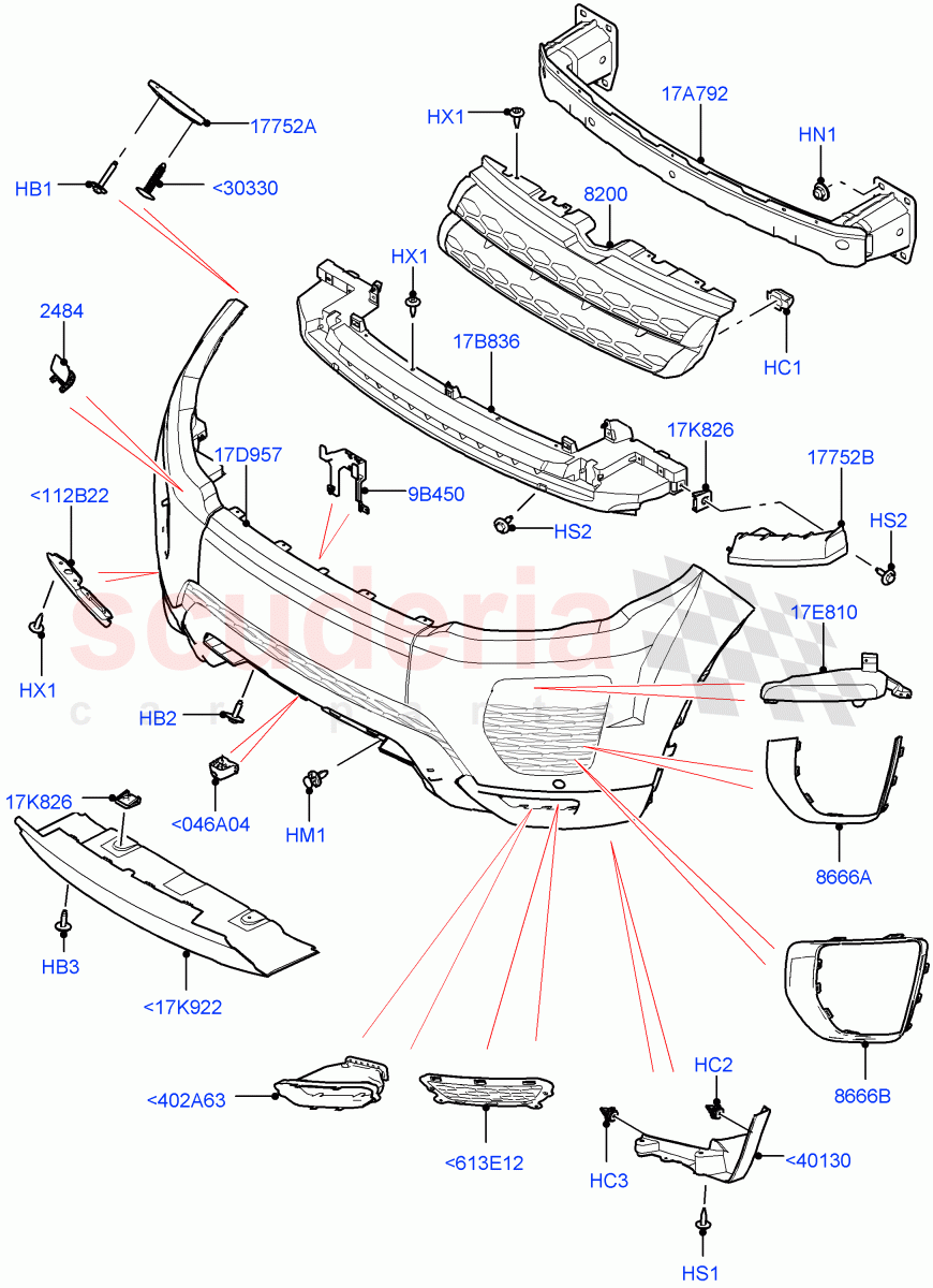 Radiator Grille And Front Bumper(Itatiaia (Brazil))((V)FROMGT000001) of Land Rover Land Rover Range Rover Evoque (2012-2018) [2.0 Turbo Petrol AJ200P]