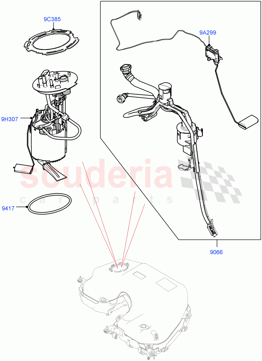 Fuel Pump And Sender Unit(4.4L DOHC DITC V8 Diesel)((V)FROMHA000001) of Land Rover Land Rover Range Rover Sport (2014+) [4.4 DOHC Diesel V8 DITC]