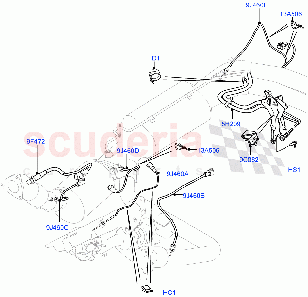 Exhaust System(Exhaust System Sensors)(4.4L DOHC DITC V8 Diesel,Stage V Plus DPF,With Diesel Particulate Filter)((V)TOFA999999) of Land Rover Land Rover Range Rover (2012-2021) [4.4 DOHC Diesel V8 DITC]