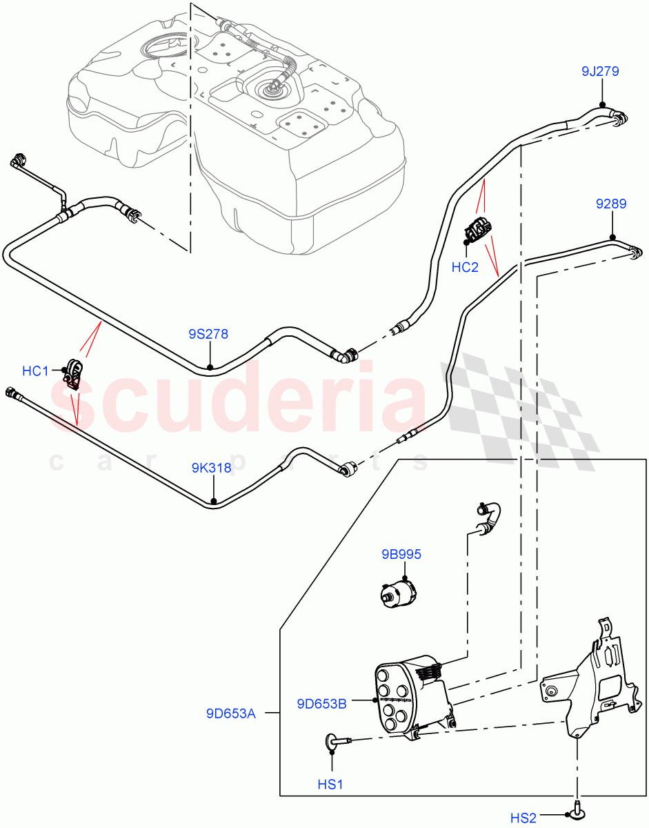 Carbon Canister(1.5L AJ20P3 Petrol High,Halewood (UK),Fuel Tank Filler Neck - Unleaded)((V)FROMMH000001) of Land Rover Land Rover Discovery Sport (2015+) [1.5 I3 Turbo Petrol AJ20P3]