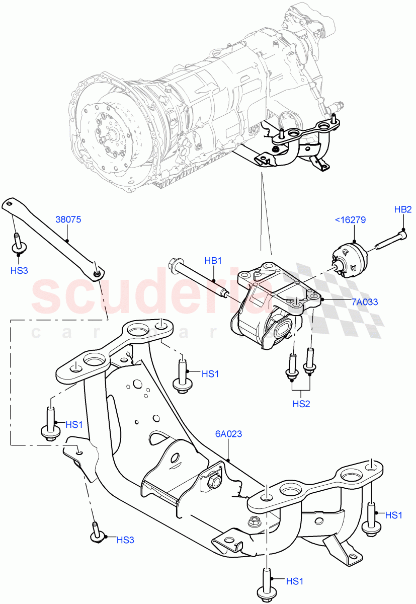 Transmission Mounting(2.0L 16V TIVCT T/C 240PS Petrol)((V)FROMFA000001) of Land Rover Land Rover Range Rover Sport (2014+) [2.0 Turbo Petrol GTDI]