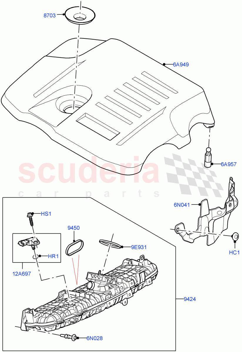 Inlet Manifold(3.0L AJ20P6 Petrol High)((V)FROMKA000001) of Land Rover Land Rover Range Rover Sport (2014+) [3.0 I6 Turbo Petrol AJ20P6]