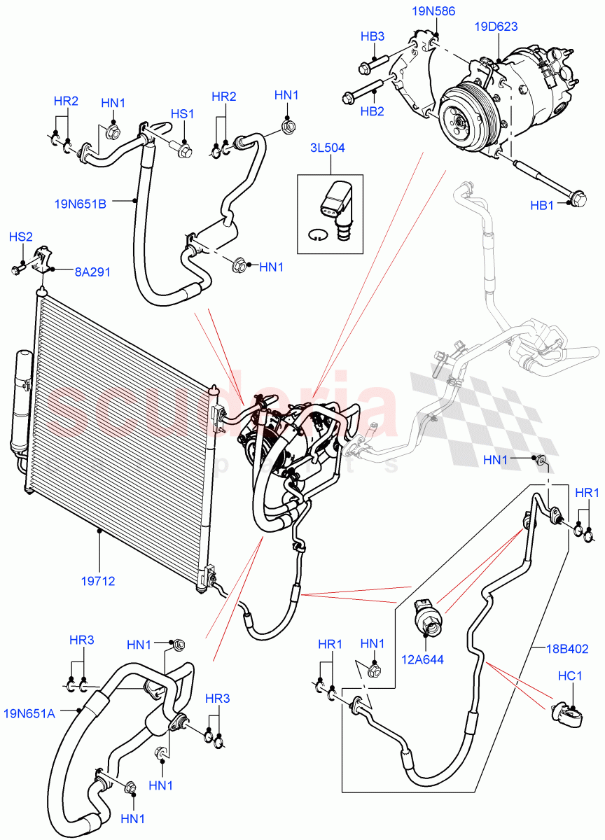 Air Conditioning Condensr/Compressr(Front)(4.4L DOHC DITC V8 Diesel) of Land Rover Land Rover Range Rover (2012-2021) [3.0 I6 Turbo Diesel AJ20D6]