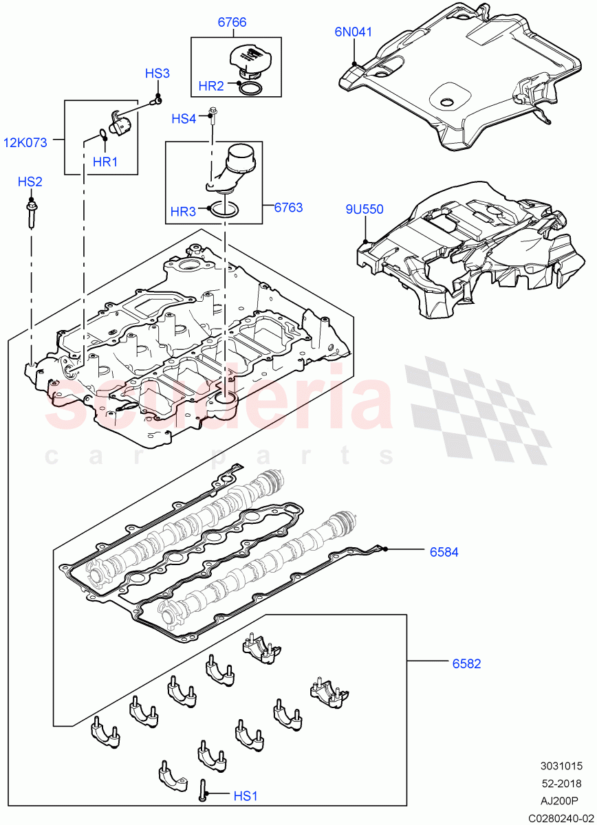 Cylinder Head Cover(Solihull Plant Build)(2.0L AJ200P Hi PHEV,2.0L I4 High DOHC AJ200 Petrol)((V)FROMJA000001) of Land Rover Land Rover Range Rover (2012-2021) [2.0 Turbo Petrol AJ200P]