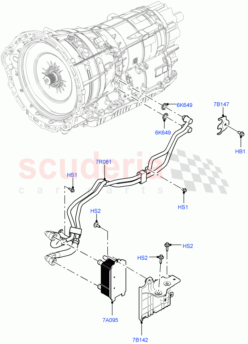 Transmission Cooling Systems(2.0L AJ200P Hi PHEV,8HP Gen3 Hybrid Trans,3.0L AJ20P6 Petrol PHEV)((V)FROMMA000001) of Land Rover Land Rover Range Rover Velar (2017+) [3.0 I6 Turbo Diesel AJ20D6]