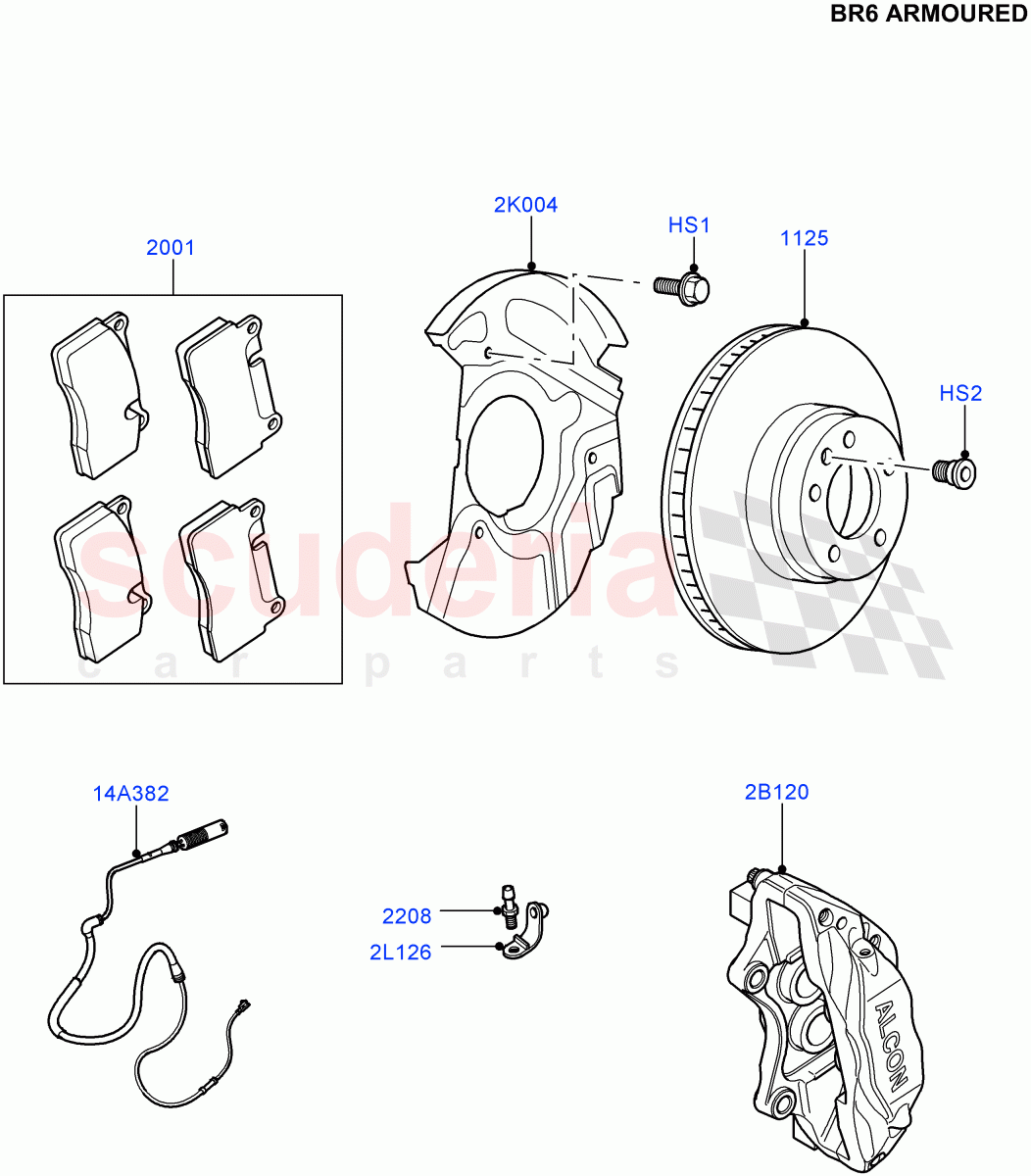 Front Brake Discs And Calipers(With B6 Level Armouring)((V)FROMAA000001) of Land Rover Land Rover Range Rover (2010-2012) [5.0 OHC SGDI NA V8 Petrol]