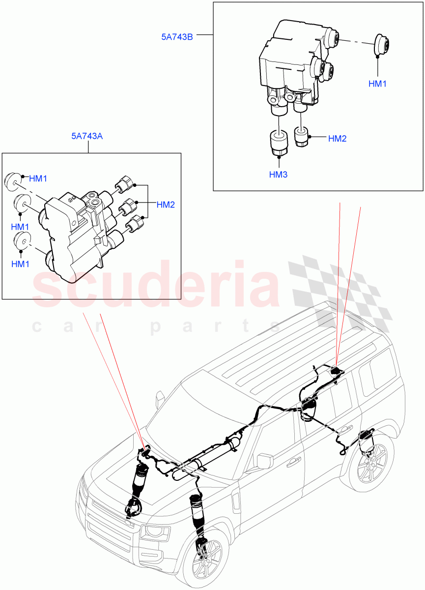 Air Suspension Compressor And Lines(Valve Assembly)(With Four Corner Air Suspension) of Land Rover Land Rover Defender (2020+) [3.0 I6 Turbo Petrol AJ20P6]