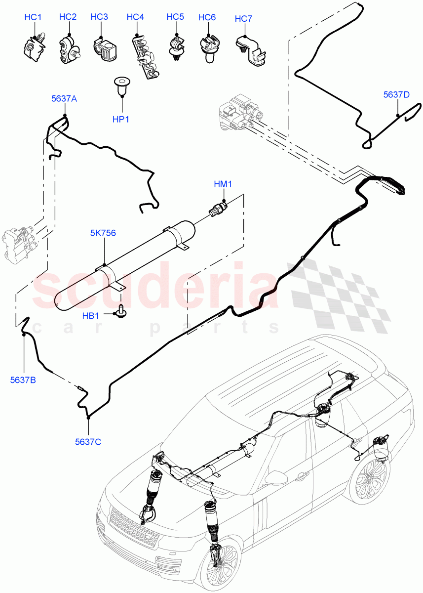 Air Suspension Compressor And Lines (Air Suspension Lines) ((V) FROMEA000001, (V) TOHA999999) of Land Rover Land Rover Range Rover (2012-2021) [4.4 DOHC Diesel V8 DITC]