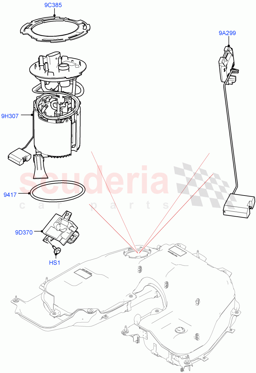 Fuel Pump And Sender Unit(Solihull Plant Build)(3.0L DOHC GDI SC V6 PETROL)((V)FROMHA000001) of Land Rover Land Rover Discovery 5 (2017+) [3.0 DOHC GDI SC V6 Petrol]