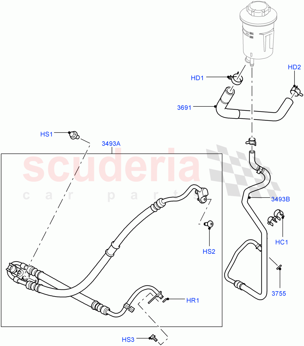 Supply & Return Hoses - Power Strg(Lion Diesel 2.7 V6 (140KW))((V)FROMAA000001) of Land Rover Land Rover Discovery 4 (2010-2016) [4.0 Petrol V6]