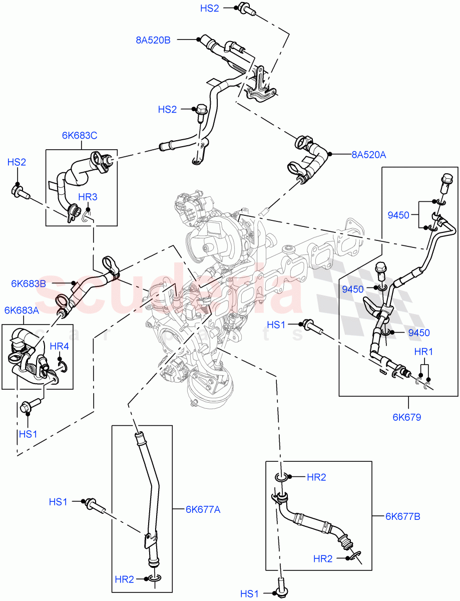 Turbocharger(Lubrication And Cooling, Nitra Plant Build)(3.0L AJ20D6 Diesel High)((V)FROMM2000001) of Land Rover Land Rover Defender (2020+) [3.0 I6 Turbo Diesel AJ20D6]