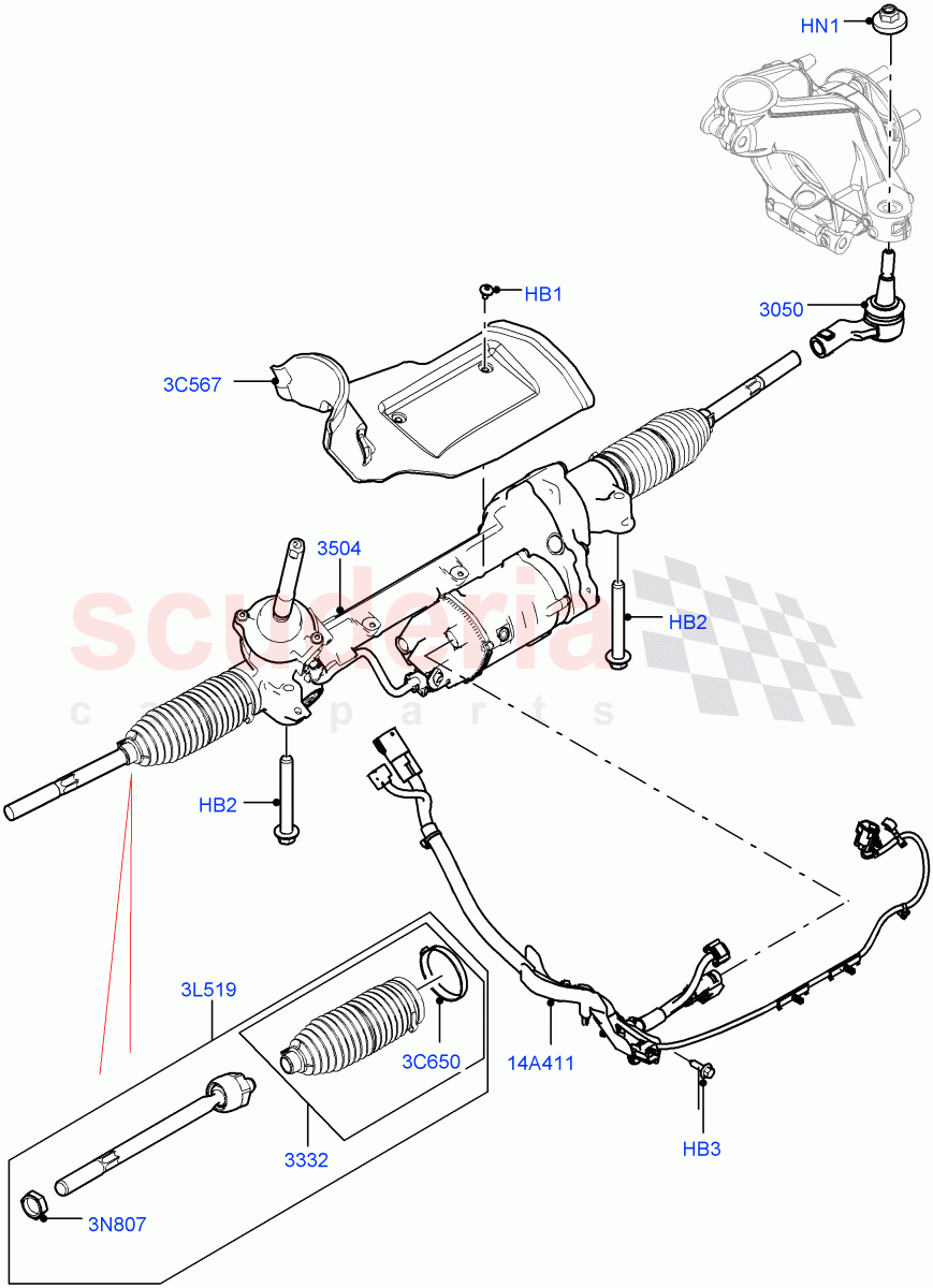 Steering Gear (Changsu (China)) ((V) FROMFG000001, (V) TOKG446856) of Land Rover Land Rover Discovery Sport (2015+) [2.0 Turbo Petrol AJ200P]