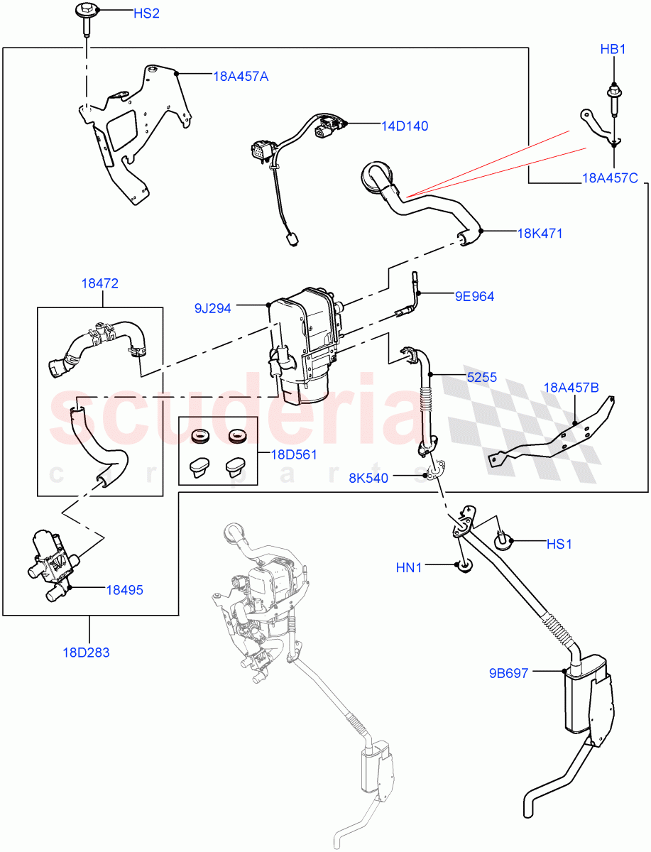 Auxiliary Fuel Fired Pre-Heater(Heater Components)(2.0L AJ200P Hi PHEV,With Fuel Fired Heater,Fuel Heater W/Pk Heat With Remote,Fuel Fired Heater With Park Heat)((V)FROMJA000001) of Land Rover Land Rover Range Rover (2012-2021) [2.0 Turbo Petrol GTDI]