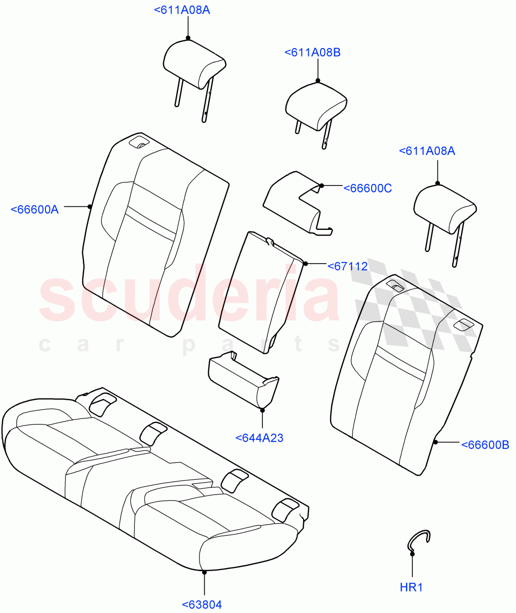 Rear Seat Covers(DIAMOND PERFORATED TAURUS PVCP,Changsu (China)) of Land Rover Land Rover Range Rover Evoque (2019+) [2.0 Turbo Diesel AJ21D4]