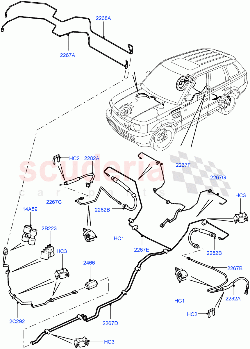 Rear Brake Pipes((V)TO9A999999) of Land Rover Land Rover Range Rover Sport (2005-2009) [4.2 Petrol V8 Supercharged]