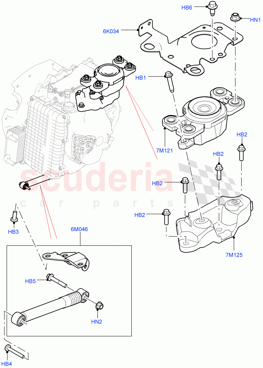 Transmission Mounting(2.0L I4 High DOHC AJ200 Petrol,Halewood (UK),2.0L I4 Mid DOHC AJ200 Petrol)((V)FROMJH000001) of Land Rover Land Rover Range Rover Evoque (2012-2018) [2.0 Turbo Petrol AJ200P]