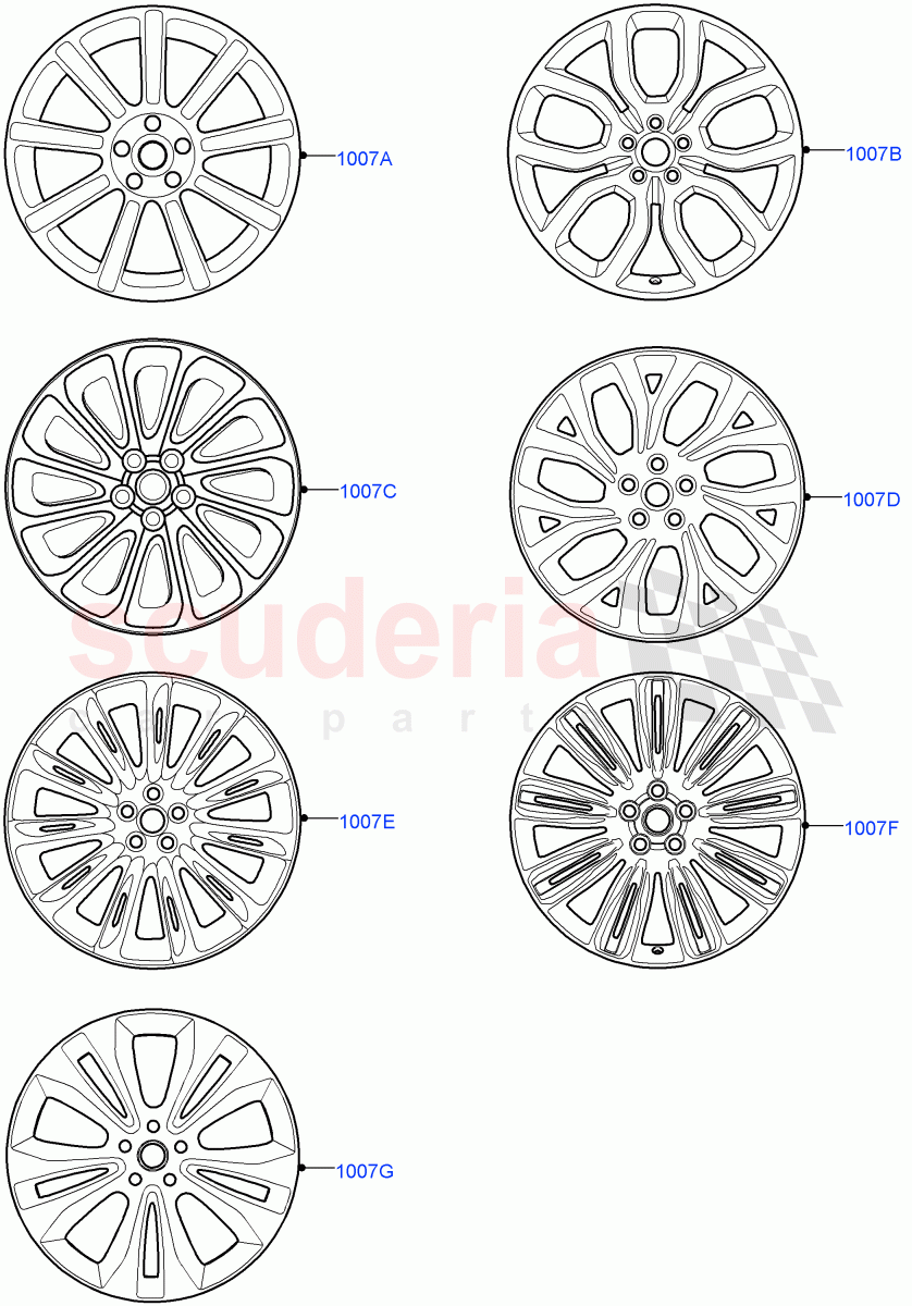 Wheels(Version - Core,Less Version Package,Limited Package) of Land Rover Land Rover Range Rover (2012-2021) [3.0 I6 Turbo Petrol AJ20P6]