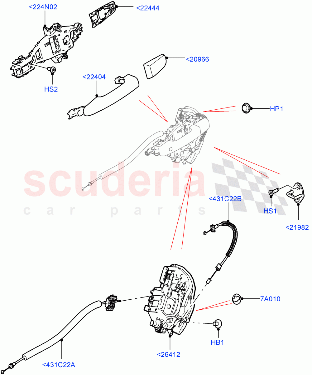 Rear Door Lock Controls (Long Wheelbase, Standard Wheelbase) ((V) FROMP2000001) of Land Rover Land Rover Defender (2020+) [2.0 Turbo Petrol AJ200P]