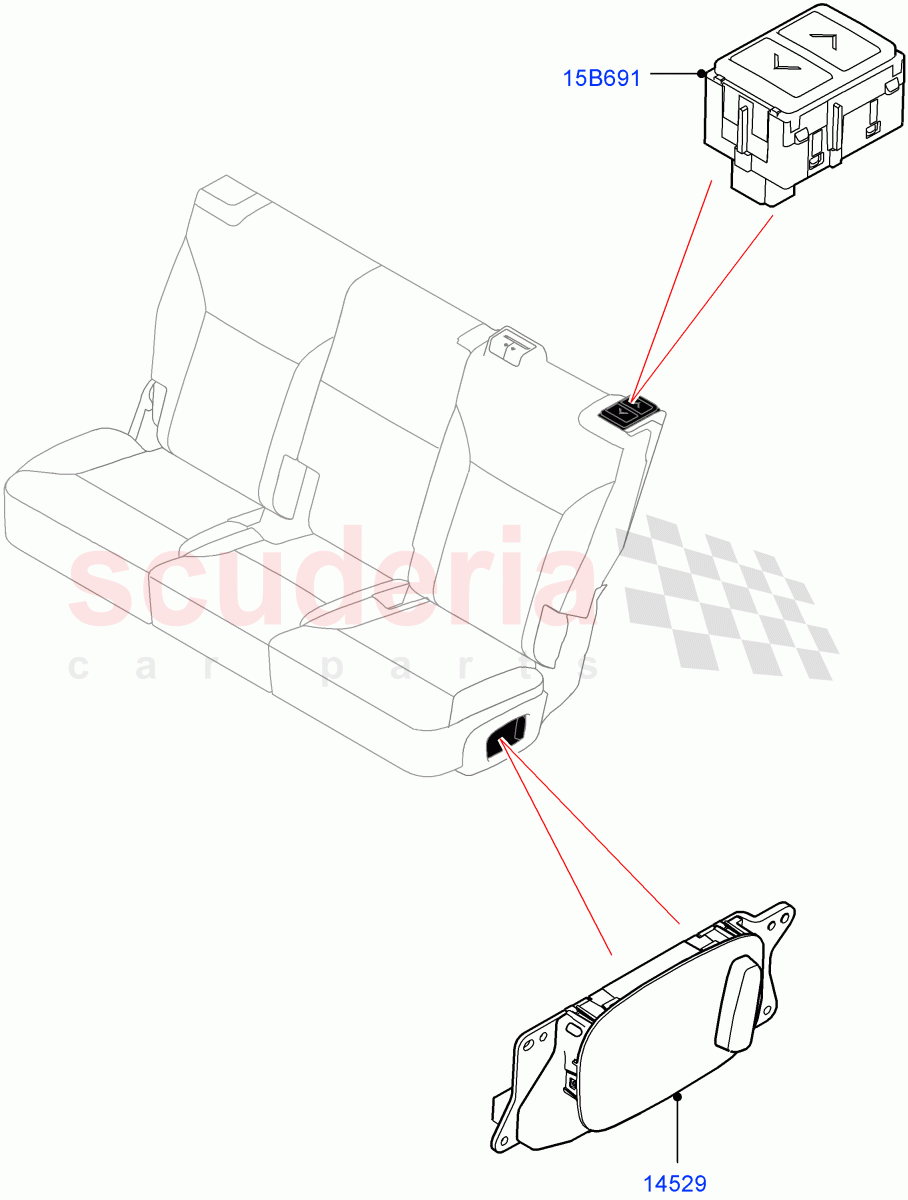 Switches (Nitra Plant Build, Rear Seats) (With Power Rear Seat Recliner) ((V) FROMK2000001) of Land Rover Land Rover Discovery 5 (2017+) [3.0 I6 Turbo Diesel AJ20D6]