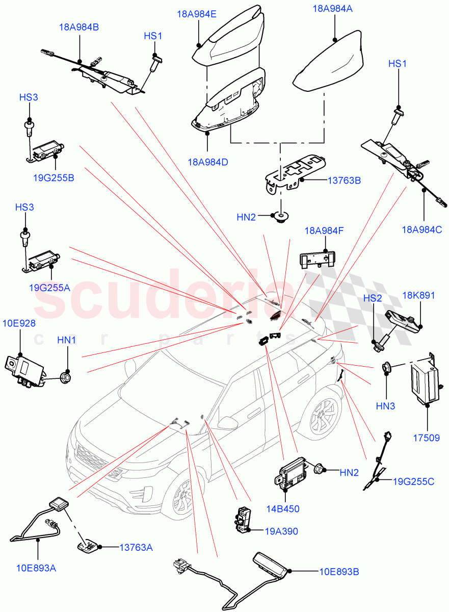 Aerial(Itatiaia (Brazil)) of Land Rover Land Rover Range Rover Evoque (2019+) [2.0 Turbo Petrol AJ200P]