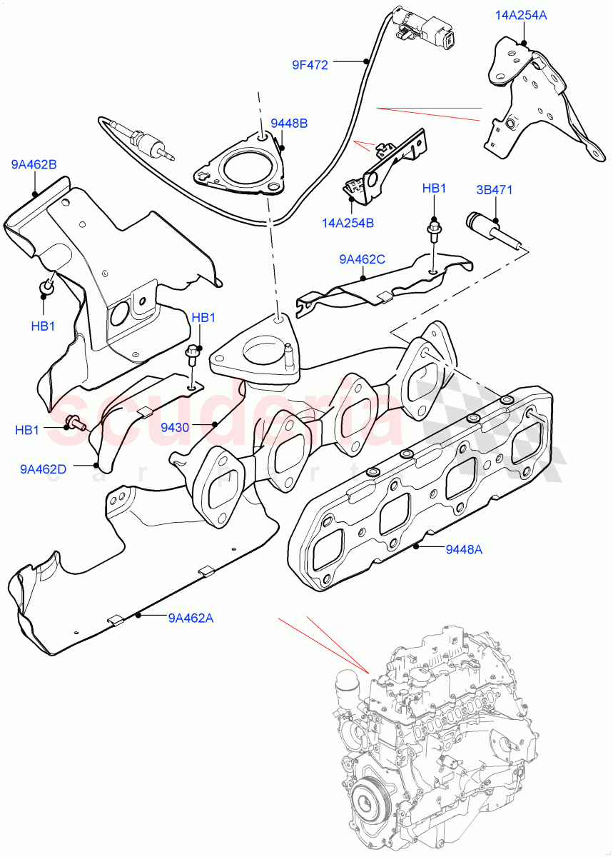 Exhaust Manifold (Solihull Plant Build) (2.0L I4 DSL MID DOHC AJ200) ((V) FROMHA000001) of Land Rover Land Rover Range Rover Velar (2017+) [2.0 Turbo Diesel]