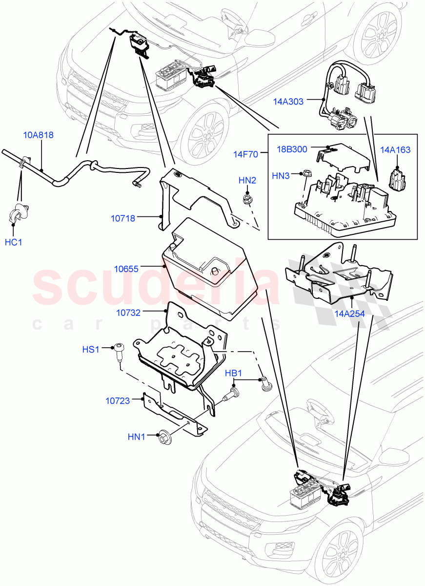 Battery And Mountings(Itatiaia (Brazil),Starter - Stop/Start System)((V)FROMGT000001) of Land Rover Land Rover Range Rover Evoque (2012-2018) [2.0 Turbo Diesel]