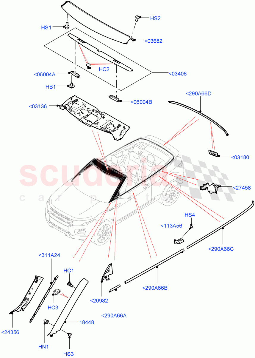 Front Doors, Hinges & Weatherstrips(2 Door Convertible,Halewood (UK)) of Land Rover Land Rover Range Rover Evoque (2012-2018) [2.0 Turbo Petrol AJ200P]