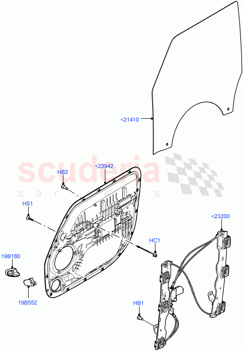 Front Door Glass & Window Controls of Land Rover Land Rover Defender (2020+) [3.0 I6 Turbo Diesel AJ20D6]