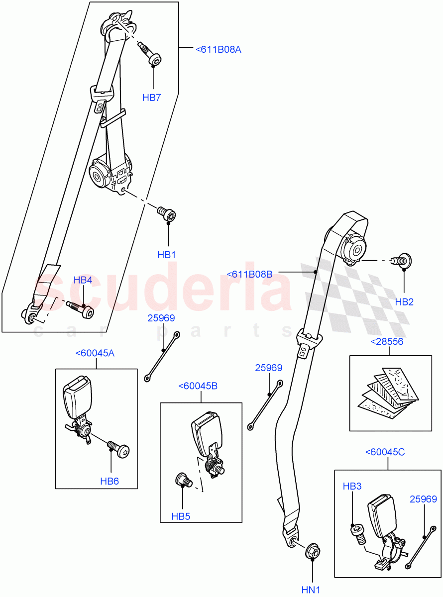 Rear Seat Belts(With 65/35 Split Fold Rear Seat)((V)FROMAA000001) of Land Rover Land Rover Discovery 4 (2010-2016) [4.0 Petrol V6]