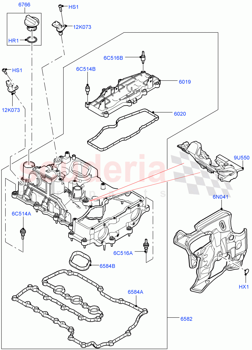 Cylinder Head Cover(1.5L AJ20P3 Petrol High PHEV,Changsu (China),1.5L AJ20P3 Petrol High) of Land Rover Land Rover Discovery Sport (2015+) [1.5 I3 Turbo Petrol AJ20P3]