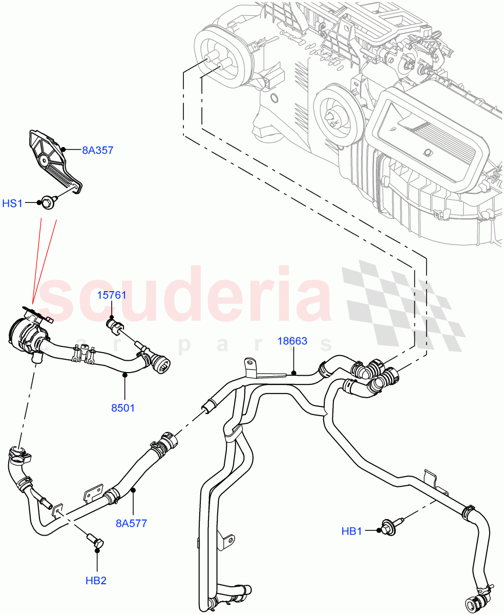 Heater Hoses(Front)(3.0L AJ20D6 Diesel High,Less Heater,Premium Air Conditioning-Front/Rear,With Ptc Heater)((V)FROMLA000001) of Land Rover Land Rover Range Rover Sport (2014+) [2.0 Turbo Petrol AJ200P]