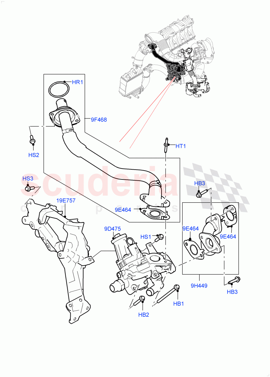 Exhaust Gas Recirculation(High Pressure EGR)(2.0L I4 DSL MID DOHC AJ200,Japanese Emission + DPF,Stage V Plus DPF,2.0L I4 DSL HIGH DOHC AJ200,Proconve L6 Emissions)((V)FROMKH000001) of Land Rover Land Rover Discovery Sport (2015+) [2.0 Turbo Diesel]