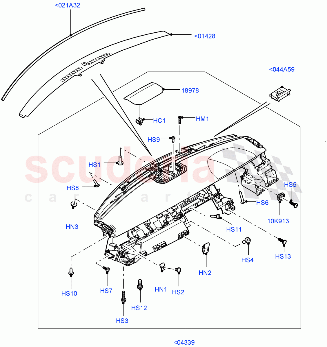 Instrument Panel (Upper, External) (Itatiaia (Brazil), Less Head Up Display) ((V) FROMGT000001) of Land Rover Land Rover Range Rover Evoque (2012-2018) [2.2 Single Turbo Diesel]