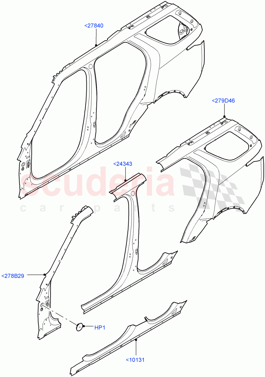 Side Panels - Outer (Nitra Plant Build) ((V) FROMK2000001) of Land Rover Land Rover Discovery 5 (2017+) [3.0 I6 Turbo Petrol AJ20P6]