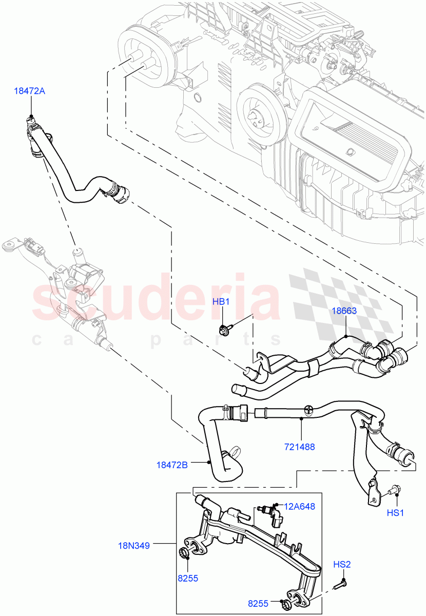 Heater Hoses (5.0L P AJ133 DOHC CDA S/C Enhanced, Electric Auxiliary Coolant Pump, 5.0 Petrol AJ133 DOHC CDA) ((V) FROMJA000001) of Land Rover Land Rover Range Rover Sport (2014+) [5.0 OHC SGDI SC V8 Petrol]