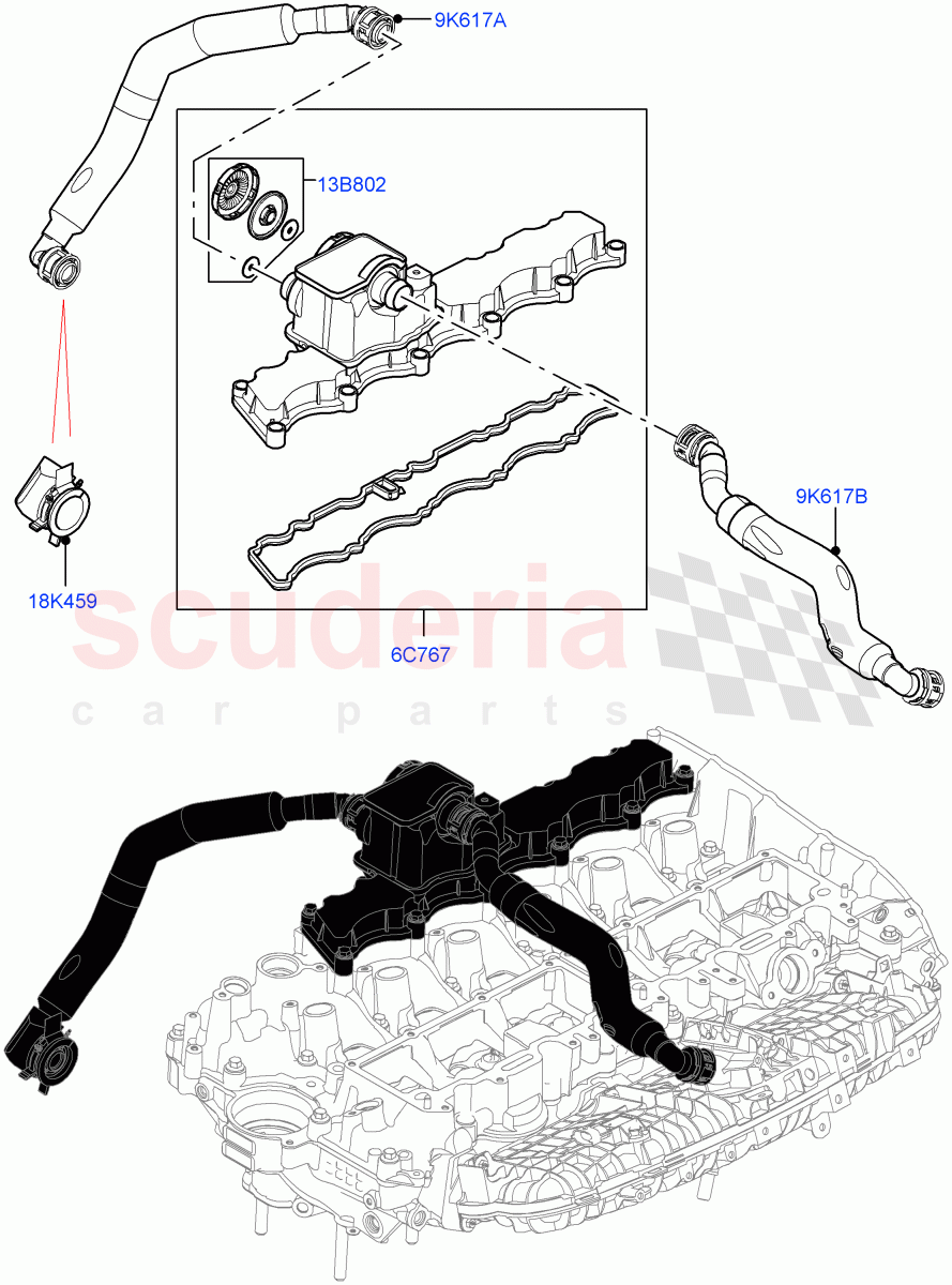 Emission Control - Crankcase(3.0L AJ20P6 Petrol High)((V)FROMKA000001) of Land Rover Land Rover Range Rover (2012-2021) [3.0 I6 Turbo Petrol AJ20P6]