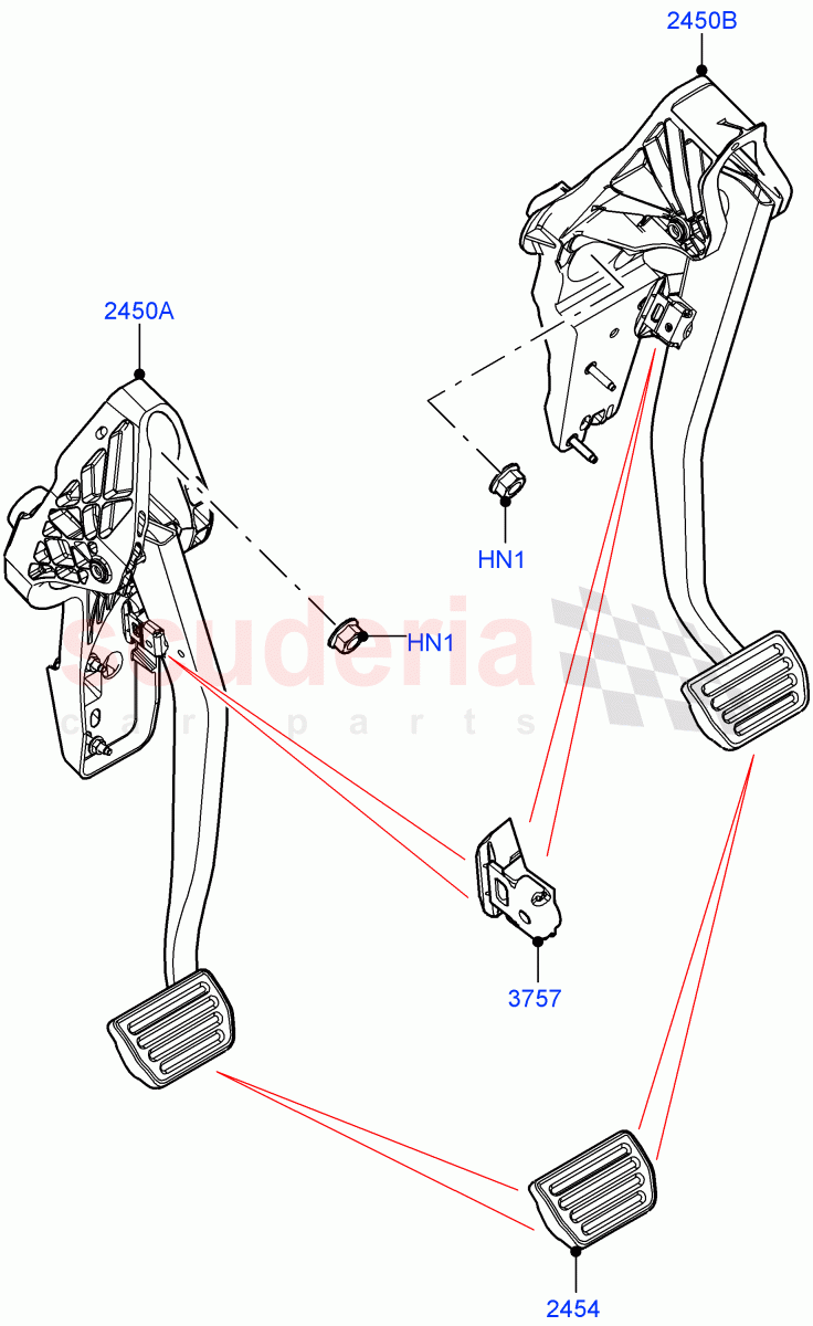 Brake And Clutch Controls(8 Speed Automatic Trans 8G30,Halewood (UK))((V)FROMLH000001) of Land Rover Land Rover Range Rover Evoque (2019+) [2.0 Turbo Diesel AJ21D4]