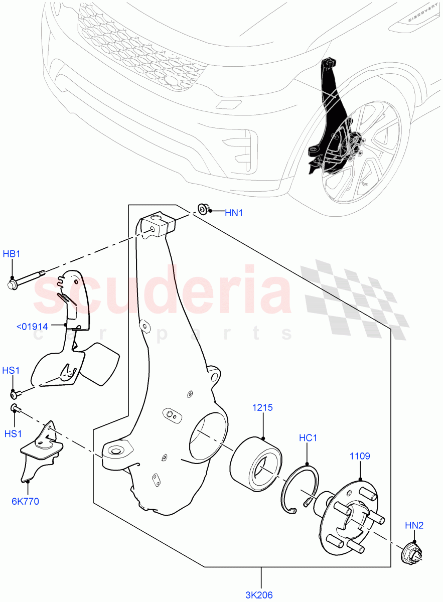 Front Knuckle And Hub(Solihull Plant Build)((V)FROMHA000001) of Land Rover Land Rover Discovery 5 (2017+) [2.0 Turbo Diesel]