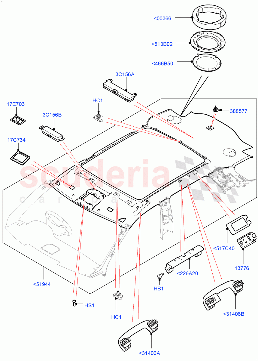 Headlining And Sun Visors(With Roof Conversion-Panorama Roof,Itatiaia (Brazil))((V)FROMGT000001) of Land Rover Land Rover Discovery Sport (2015+) [1.5 I3 Turbo Petrol AJ20P3]