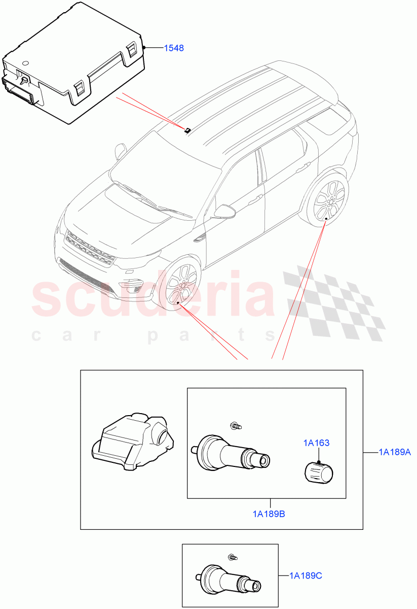 Tyre Pressure Monitor System(Halewood (UK),With Tyre Pressure Sensors)((V)FROMMH887586) of Land Rover Land Rover Discovery Sport (2015+) [2.2 Single Turbo Diesel]