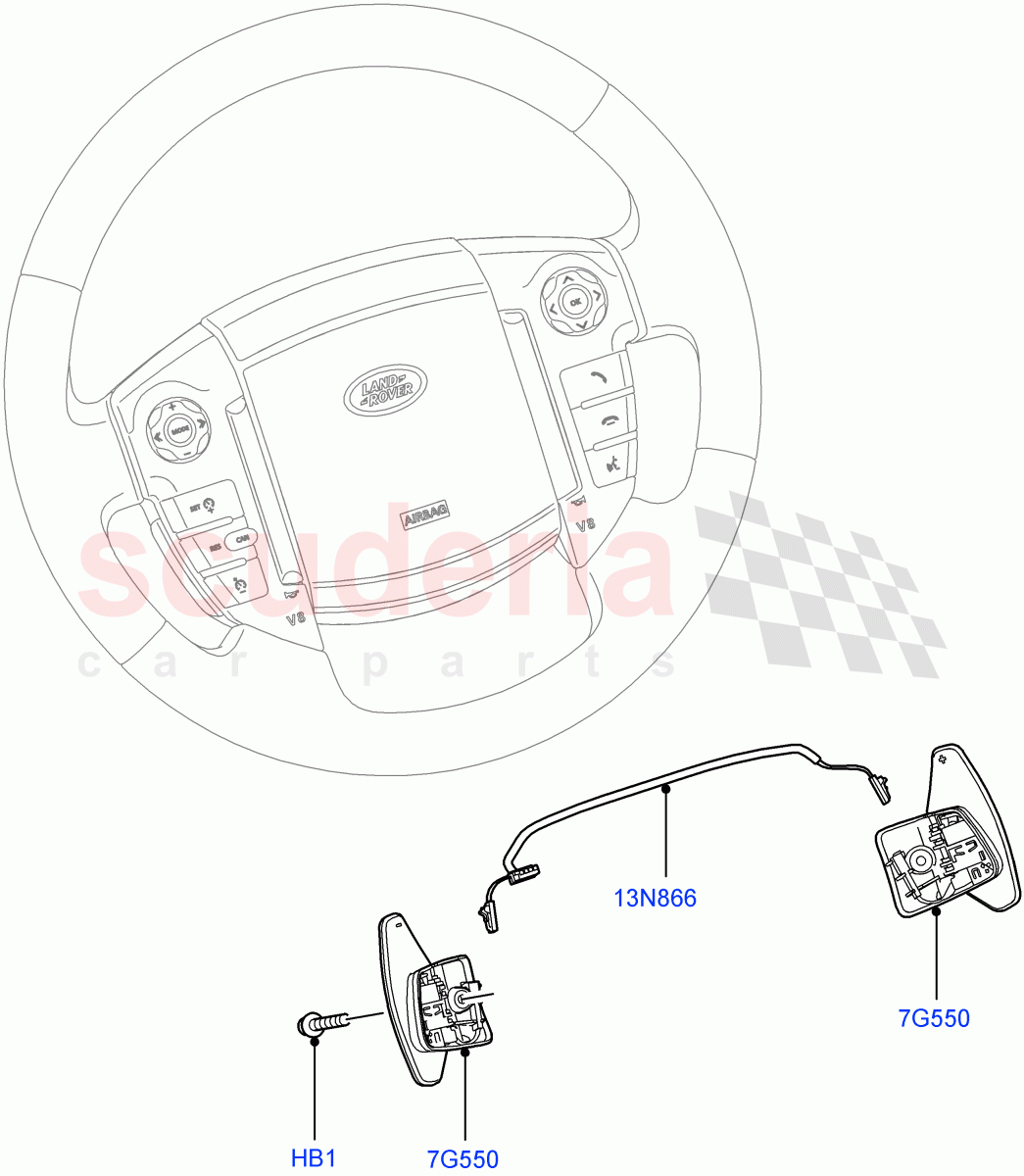 Gear Change-Automatic Transmission(Steering Wheel)(3.6L V8 32V DOHC EFi Diesel Lion,6 Speed Auto ZF 6HP26 Steptronic,Lion Diesel 2.7 V6 (140KW))((V)FROMAA000001) of Land Rover Land Rover Range Rover Sport (2010-2013) [5.0 OHC SGDI SC V8 Petrol]