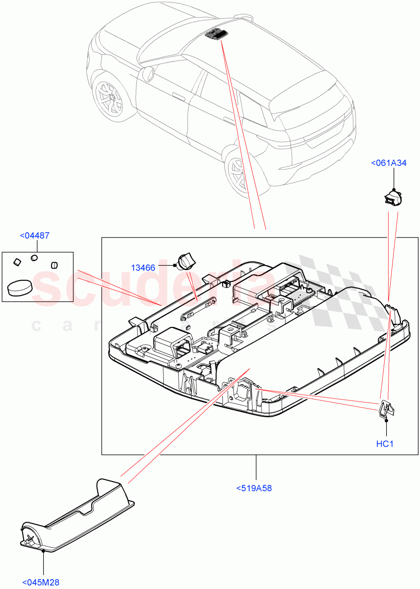 Console - Overhead(Halewood (UK)) of Land Rover Land Rover Range Rover Evoque (2019+) [2.0 Turbo Diesel AJ21D4]