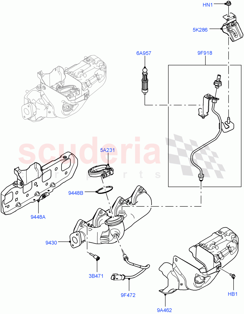 Exhaust Manifold (2.0L AJ21D4 Diesel Mid, Halewood (UK)) ((V) FROMMH000001) of Land Rover Land Rover Range Rover Evoque (2019+) [2.0 Turbo Diesel AJ21D4]