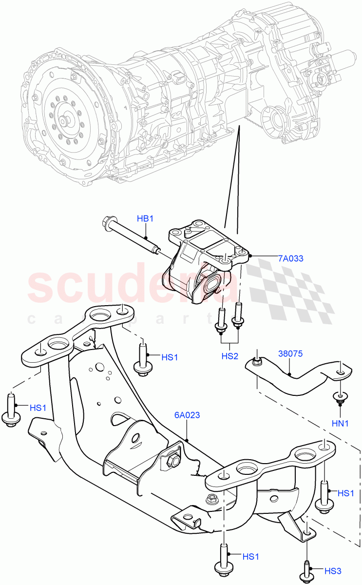 Transmission Mounting(5.0L P AJ133 DOHC CDA S/C Enhanced,5.0 Petrol AJ133 DOHC CDA)((V)FROMJA000001) of Land Rover Land Rover Range Rover Sport (2014+) [2.0 Turbo Petrol GTDI]