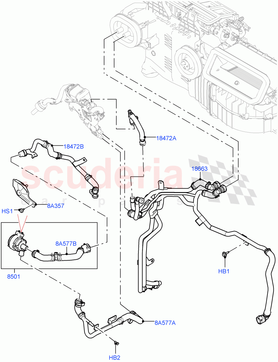 Heater Hoses (Front) (3.0L AJ20P6 Petrol High, Fuel Fired Heater With Park Heat, Premium Air Conditioning-Front/Rear, Fuel Heater W/Pk Heat With Remote) ((V) FROMKA000001) of Land Rover Land Rover Range Rover Sport (2014+) [3.0 DOHC GDI SC V6 Petrol]