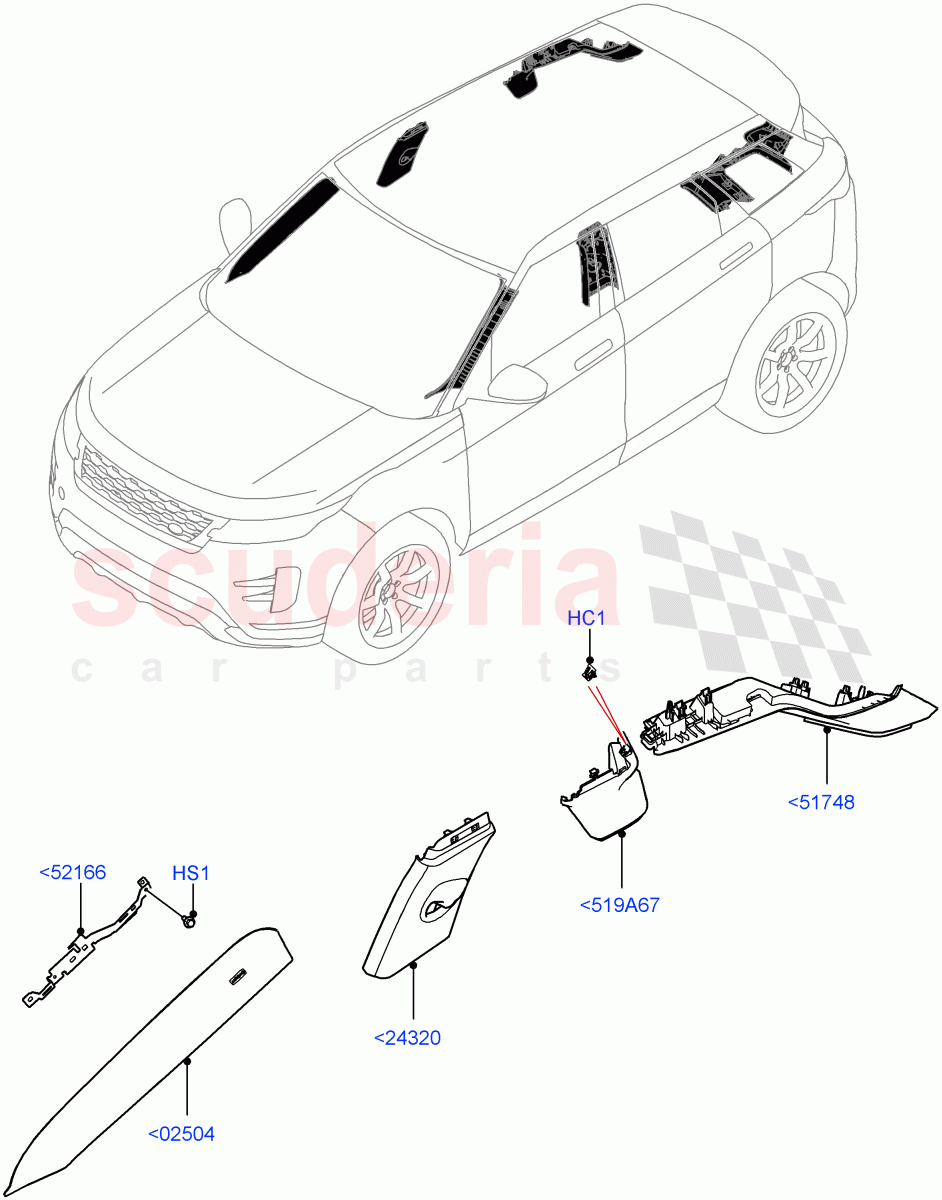 Side Trim(Upper)(Changsu (China)) of Land Rover Land Rover Range Rover Evoque (2019+) [2.0 Turbo Diesel AJ21D4]