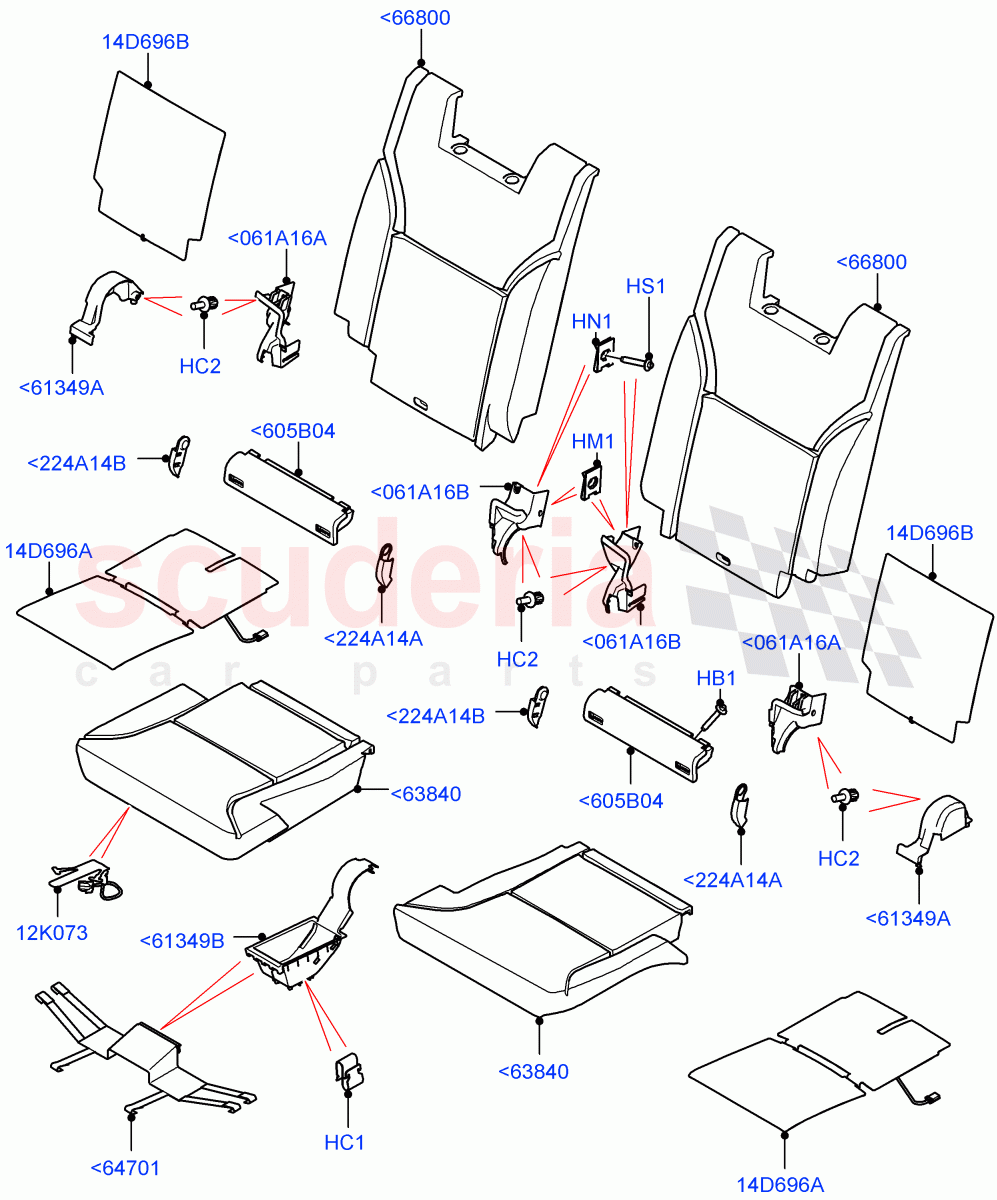Rear Seat Pads/Valances & Heating (Row 3, Nitra Plant Build) (Version - Core, With 3rd Row Double Seat, With 7 Seat Configuration, With Third Row Power Folding Seat, Version - R-Dynamic) ((V) FROMK2000001) of Land Rover Land Rover Discovery 5 (2017+) [2.0 Turbo Diesel]